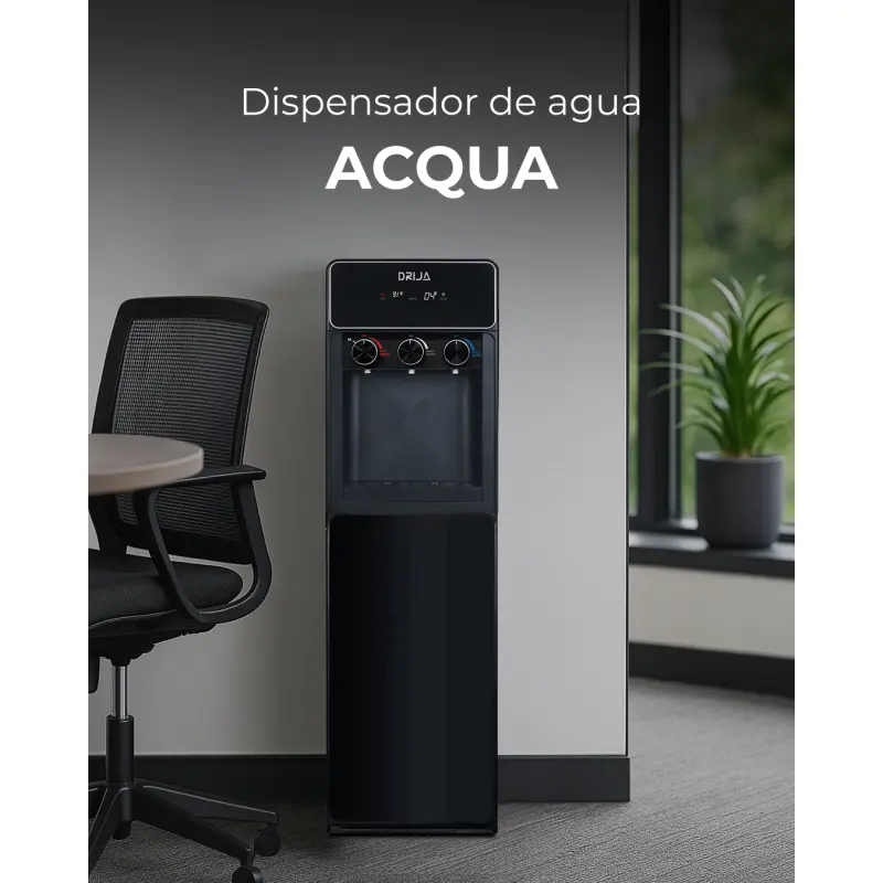 DISPENSADOR DE AGUA DRIJA DE CARGA INFERIOR DE 20L COLOR NEGRO ACQUA